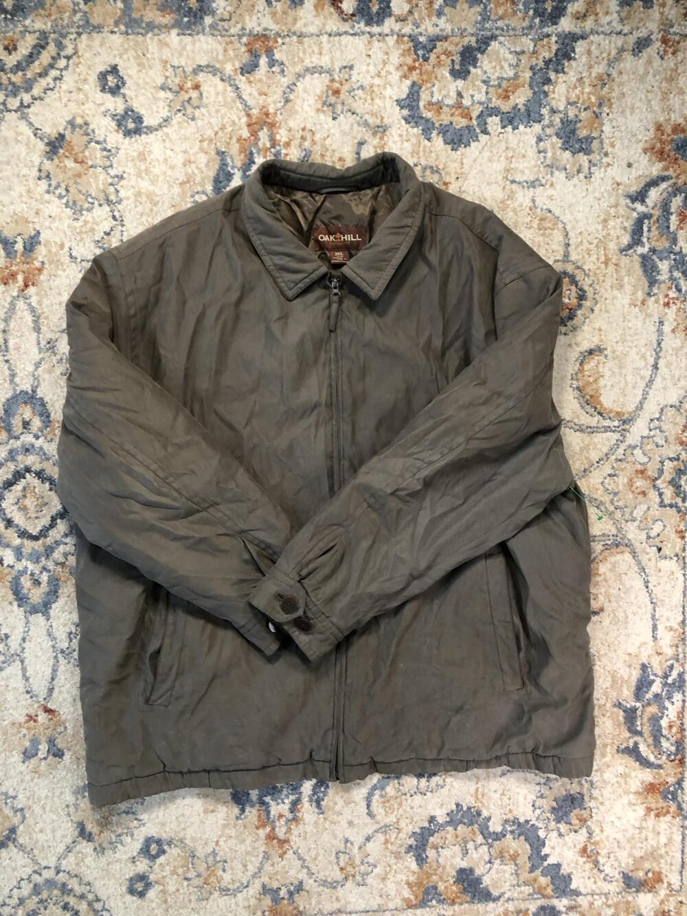 Oak Hill Jacket Mens 3XL Green Microfiber Windbreaker Full Zip Lined Pockets